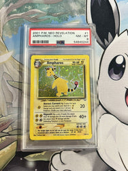 PSA Graded 8 Ampharos, 2001 Pokémon Card Game, Neo Revelation Holo Rare