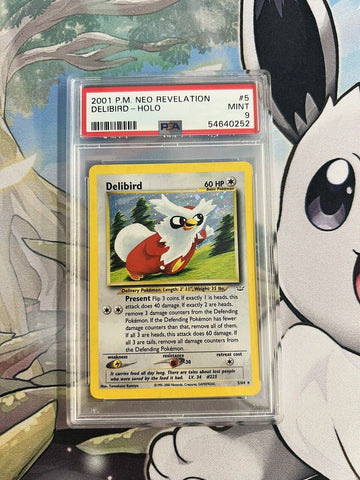 PSA Graded 9 Delibird, 2001 Pokémon Card Game, Neo Revelation Holo Rare