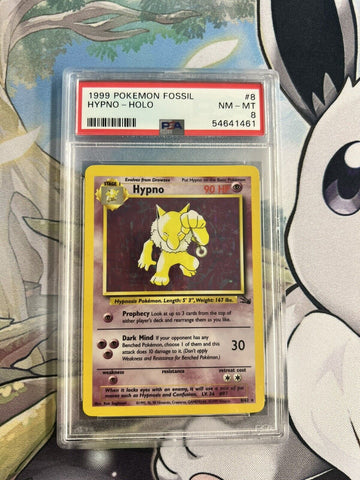 PSA Graded 8 Hypno, 2000 Pokémon Card Game, Fossil Holo Rare