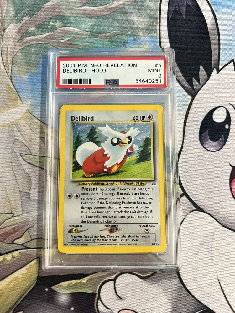 PSA Graded 9 Delibird, 2001 Pokémon Card Game, Neo Revelation Holo Rare