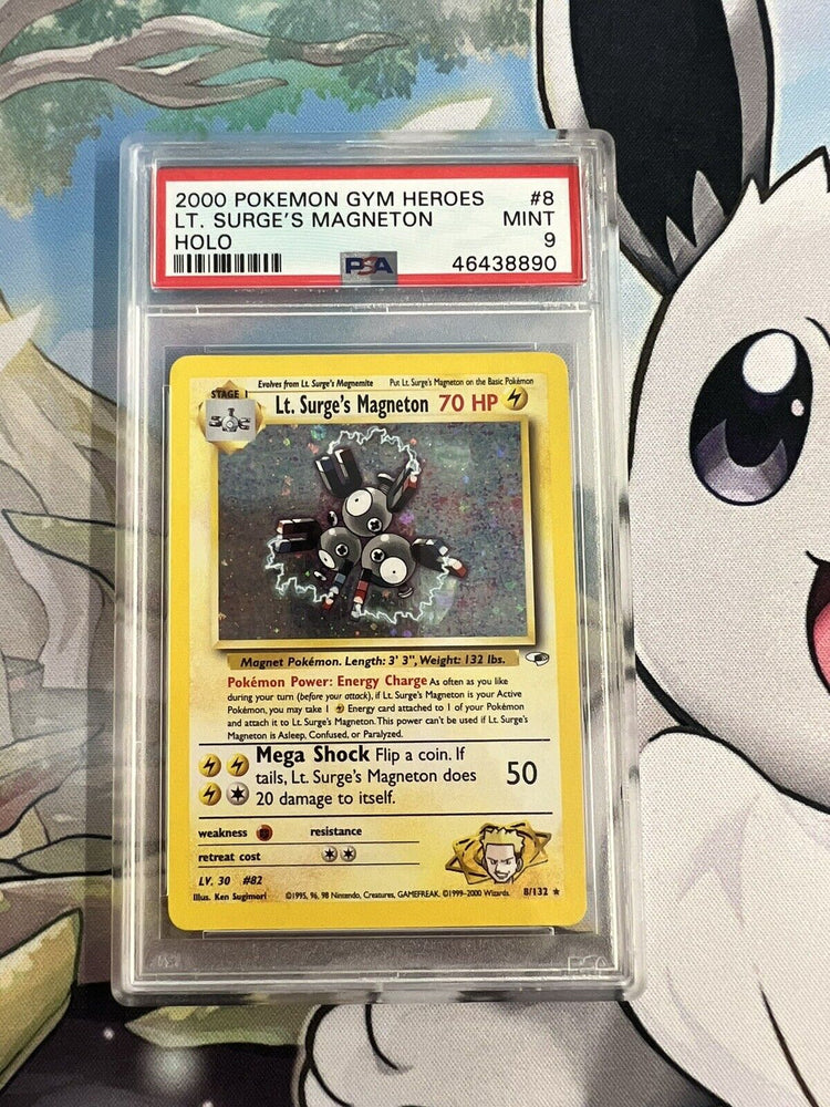 PSA Graded 9 Lt. Surge's Magneton, 2000 Pokémon Card Game, Gym Heroes, Holo Rare