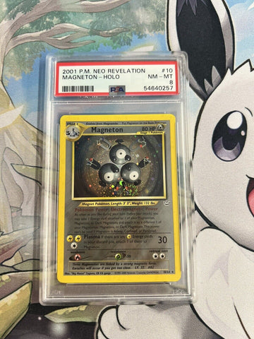 PSA Graded 8 Magneton, 2001 Pokémon Card Game, Neo Revelation Holo Rare