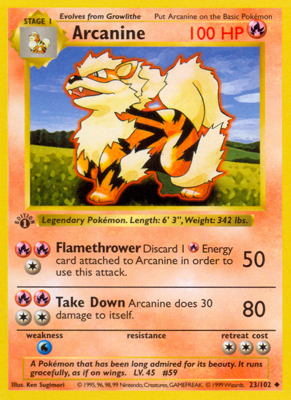 Arcanine (23/102) (Shadowless) [Base Set 1st Edition]